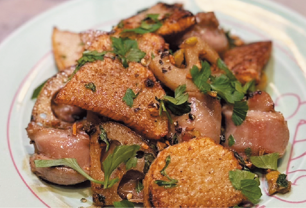 砂肝と長芋のトリフォラーティ