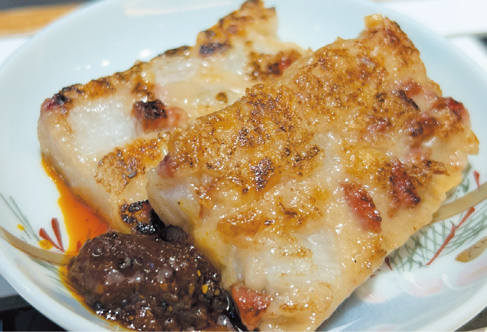 腸詰と干蝦の長芋餅