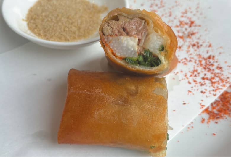 道産長芋と低温調理鶏レバーの春巻き~特製クミン塩添え~